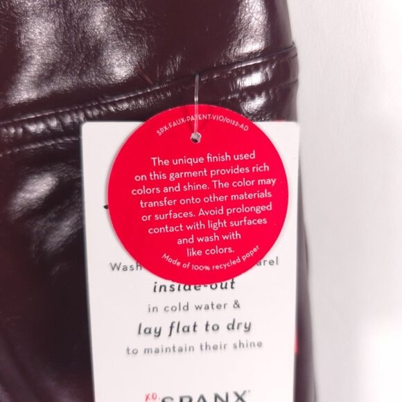 NWT SPANX‎ Faux Patent Leather Liquid Gloss LEGGINGS 20301R Ruby Size LARGE - Picture 12 of 16